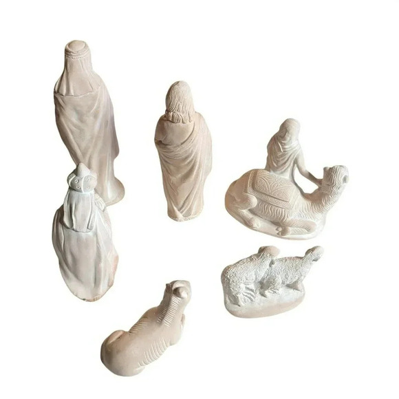 Vintage 1980's Ceramic 6 Pieces Nativity Set Made In Bethlehem ISRAEL - Picture 3 of 11